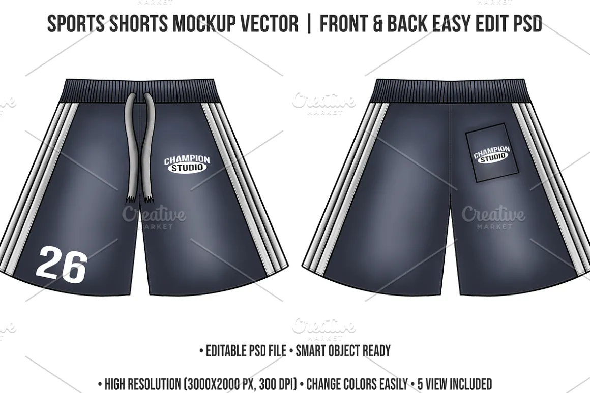 Sports Shorts Mockup Vector PSD
