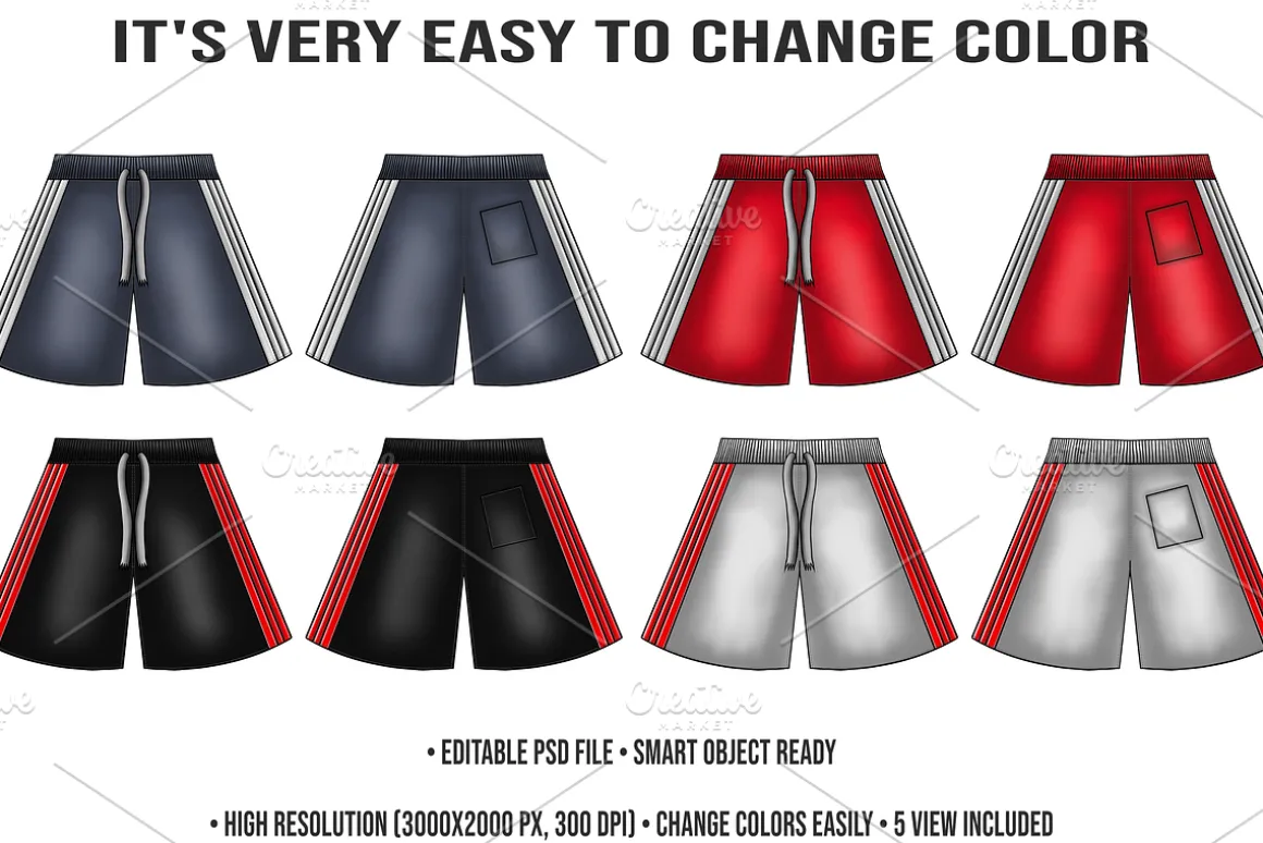 Sports Shorts Mockup Vector PSD