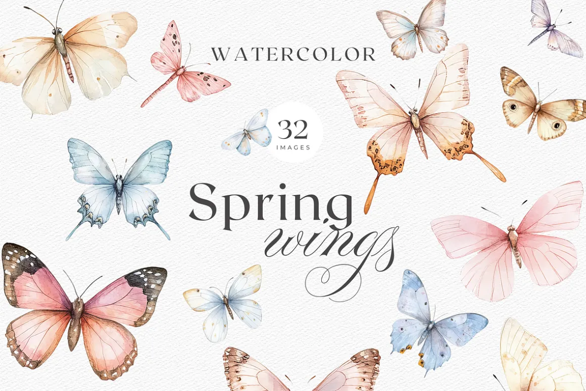 Spring Wings - Butterflies Clipart
