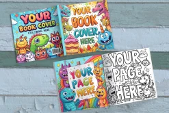 Square book cover and pages mockup