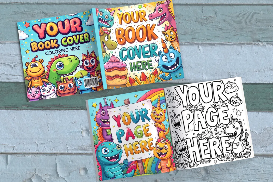 Square book cover and pages mockup