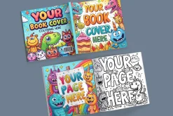 Square book cover and pages mockup