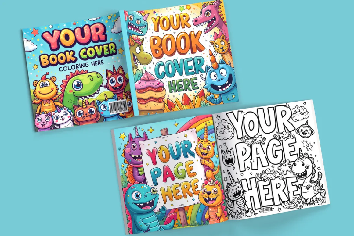 Square book cover and pages mockup