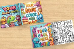Square book cover and pages mockup