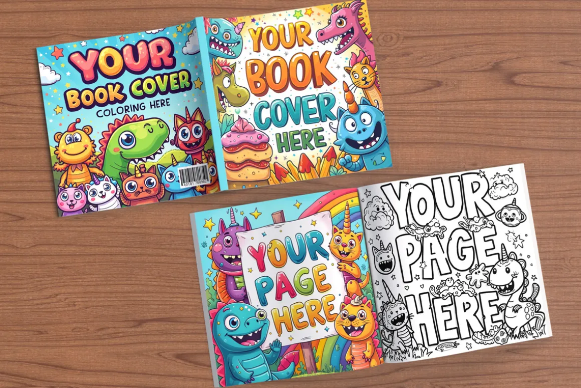 Square book cover and pages mockup