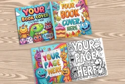 Square book cover and pages mockup