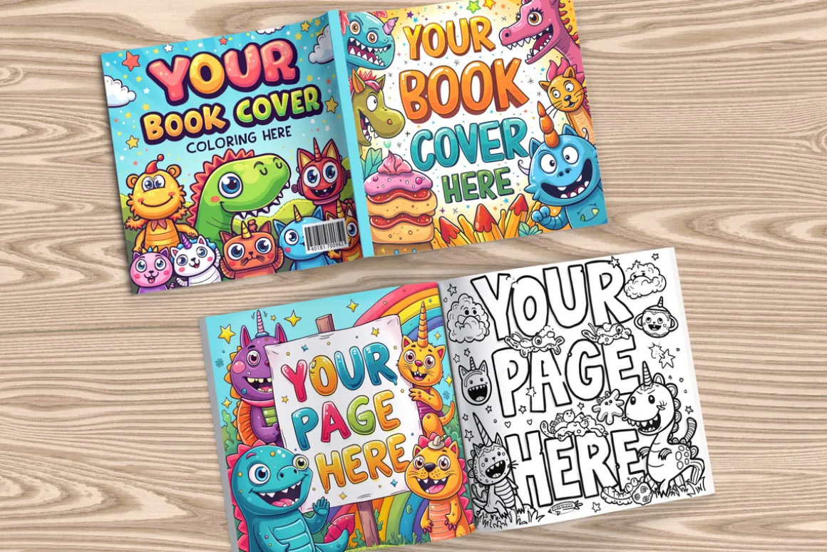 Square book cover and pages mockup