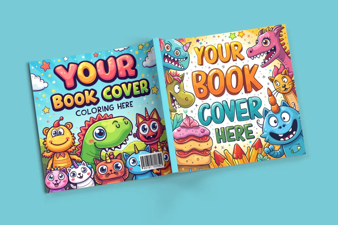 Square book cover and pages mockup