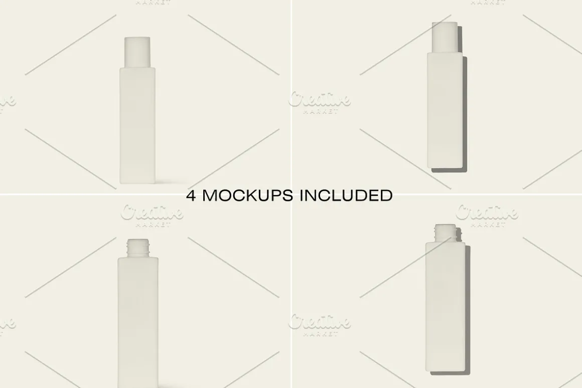 Square Cosmetic Bottle Mockup