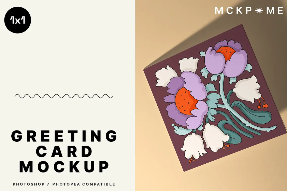 Square greeting card mockup