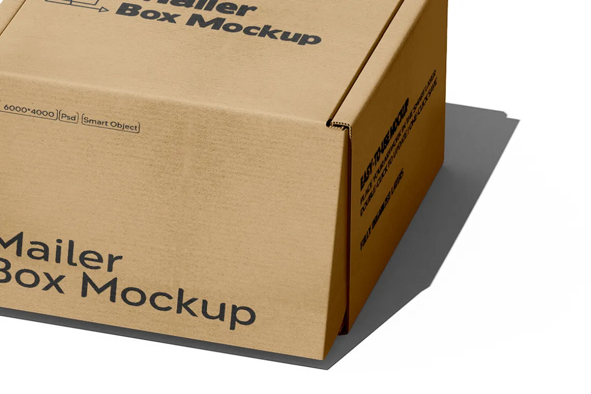 Square Kraft Mailer Box Mockup Set