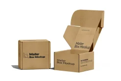 Square Kraft Mailer Box Mockup Set