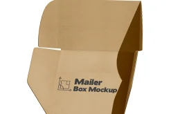 Square Kraft Mailer Box Mockup Set