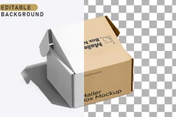 Square Kraft Mailer Box Mockup Set