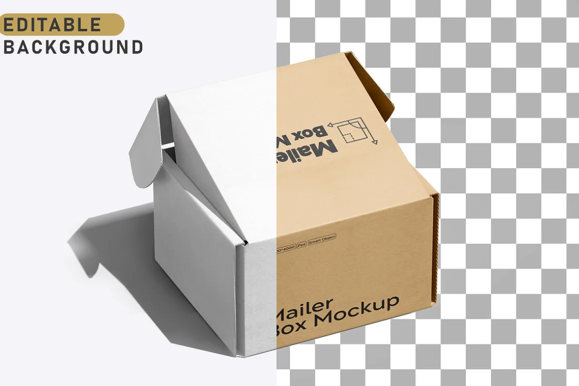 Square Kraft Mailer Box Mockup Set