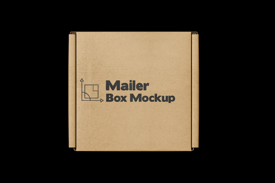 Square Kraft Mailer Box Mockup Set