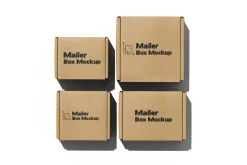Square Kraft Mailer Box Mockup Set