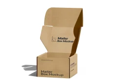 Square Kraft Mailer Box Mockup Set