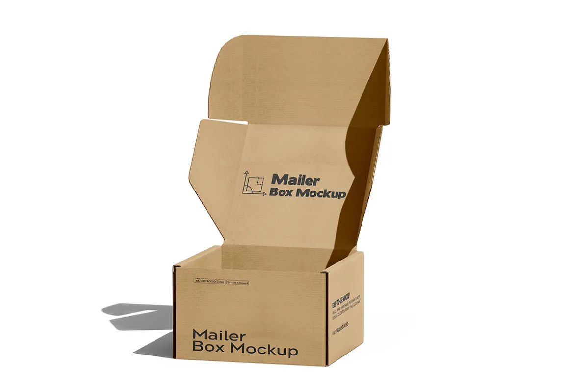 Square Kraft Mailer Box Mockup Set