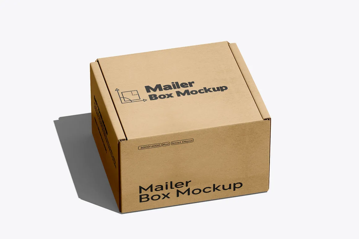 Square Kraft Mailer Box Mockup Set