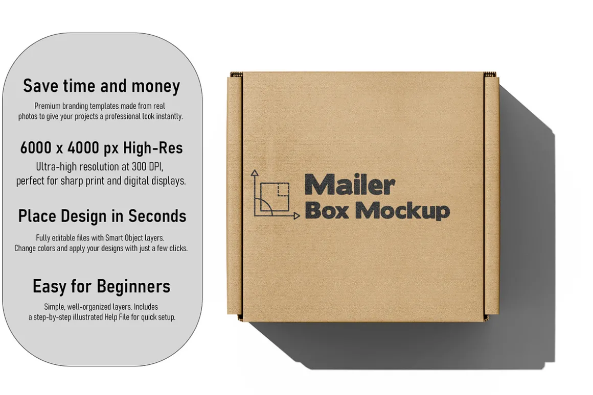 Square Kraft Mailer Box Mockup Set