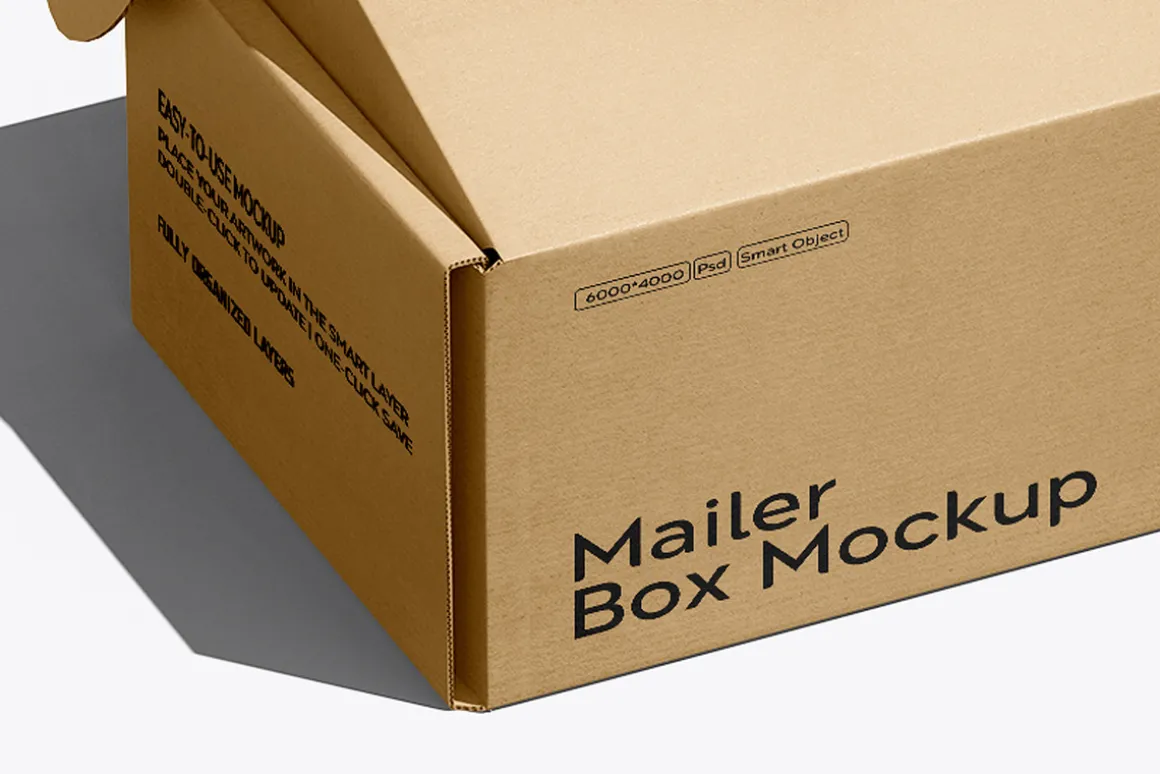 Square Kraft Mailer Box Mockup Set