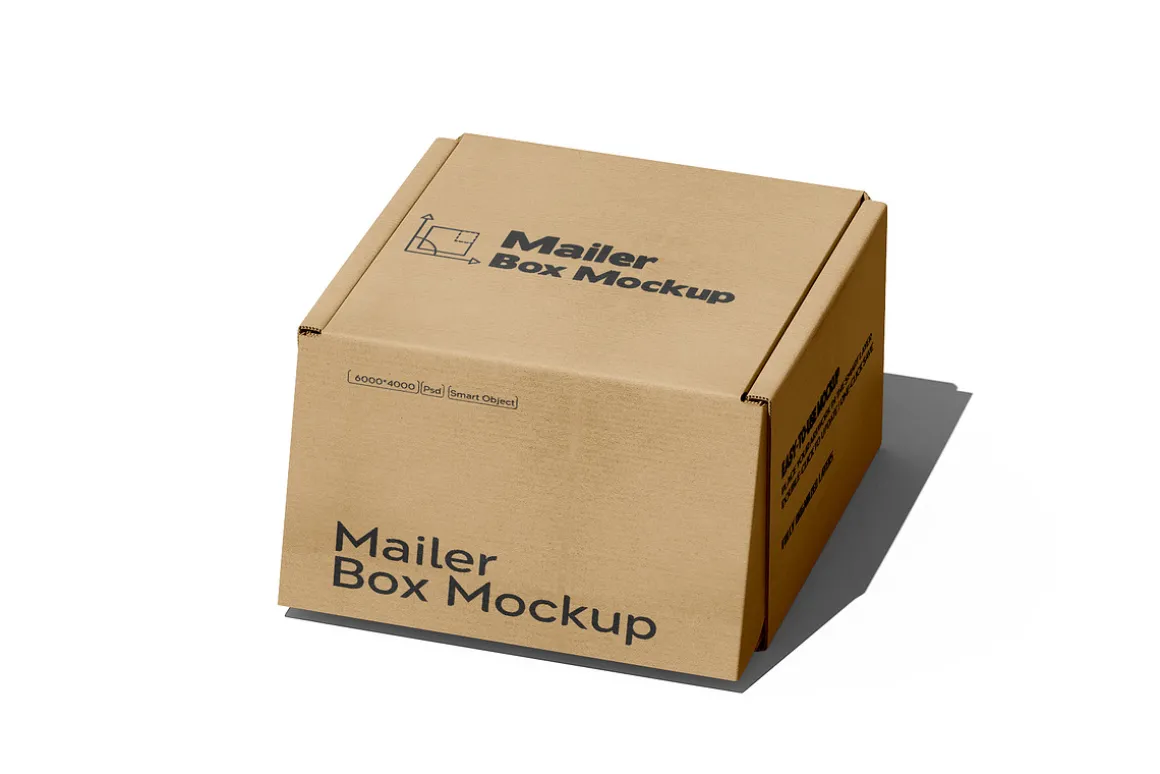 Square Kraft Mailer Box Mockup Set