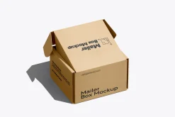 Square Kraft Mailer Box Mockup Set