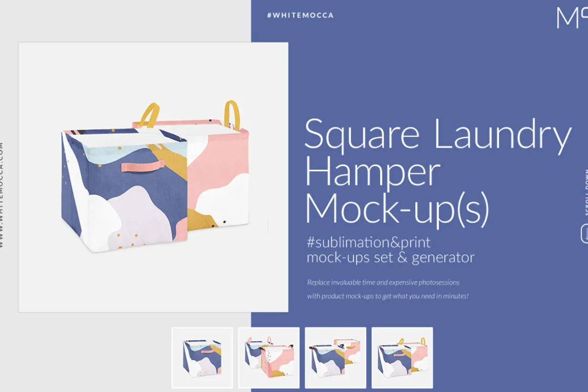 Square Laundry Hamper Mock-ups Set
