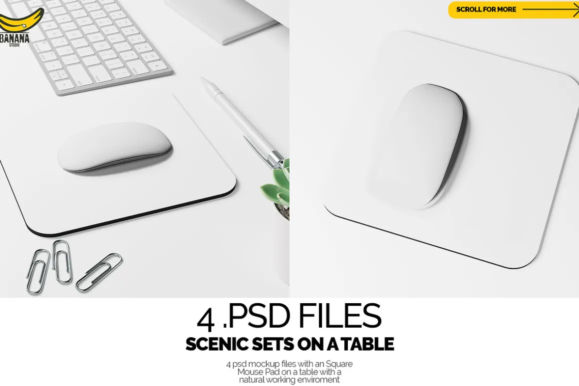 Square Mouse Pad Mockup Office Desk