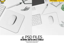 Square Mouse Pad Mockup Office Desk