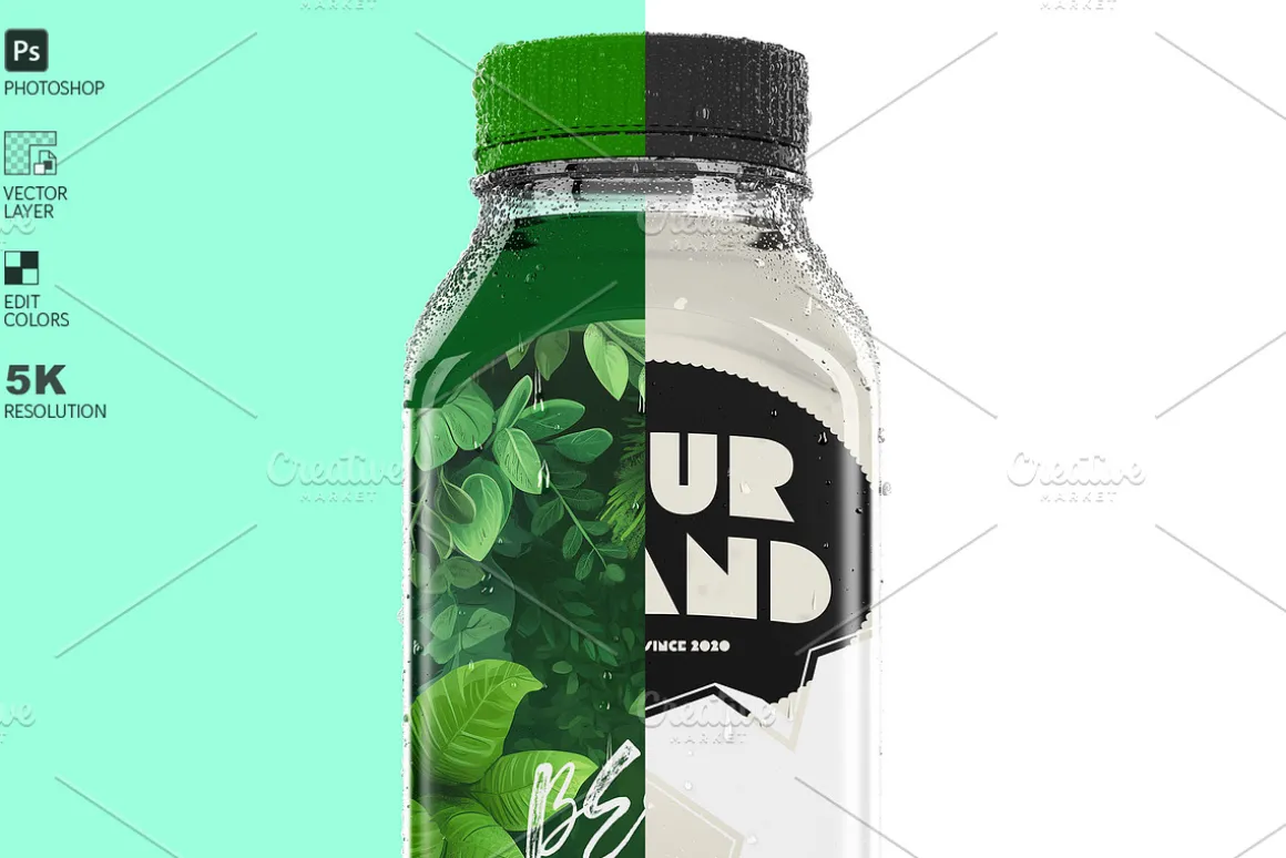 Square PET Bottle Juice Mockup PSD
