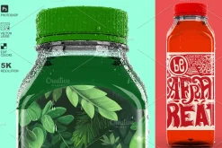 Square PET Bottle Juice Mockup PSD