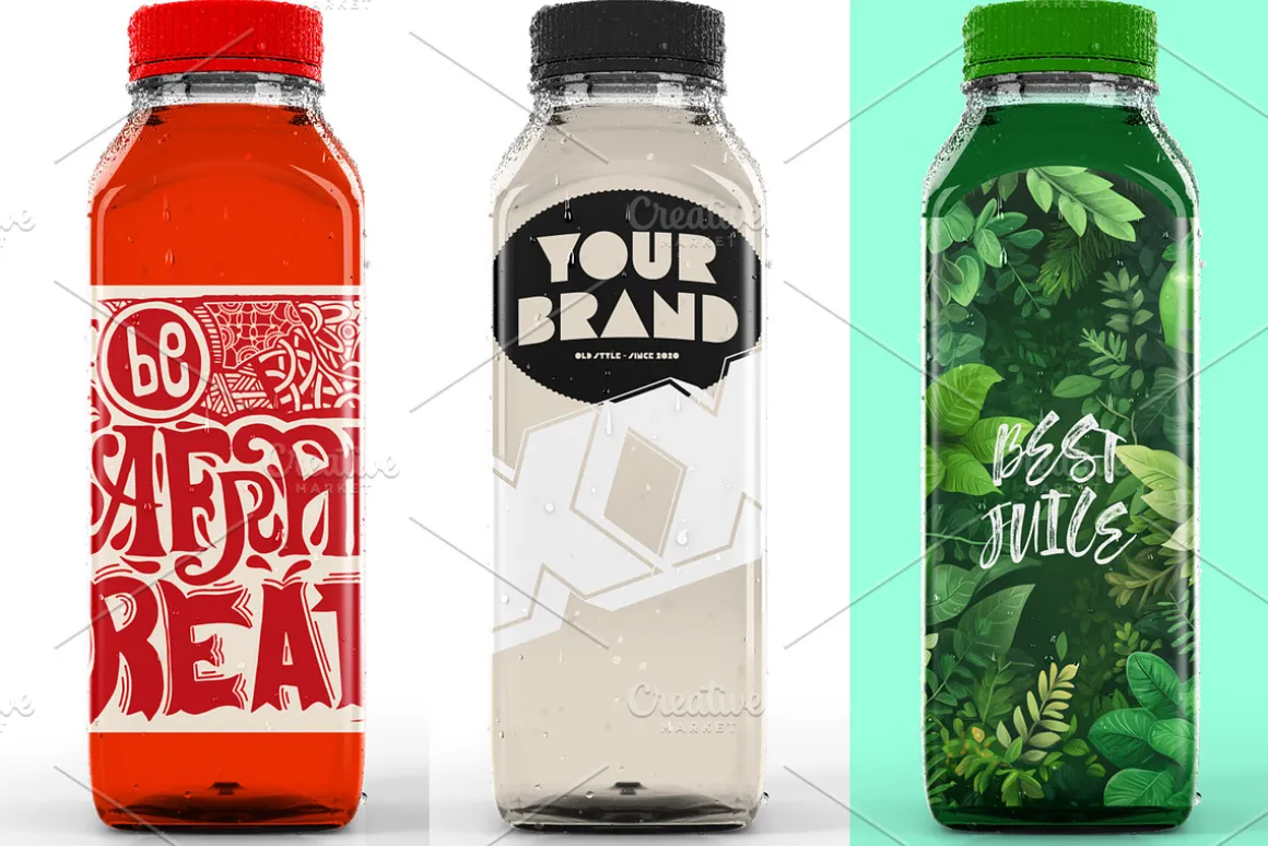 Square PET Bottle Juice Mockup PSD