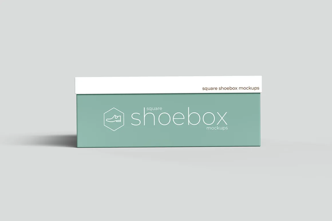 Square Shoe Box Mockup - 8 views