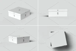 Square Shoe Box Mockup - 8 views