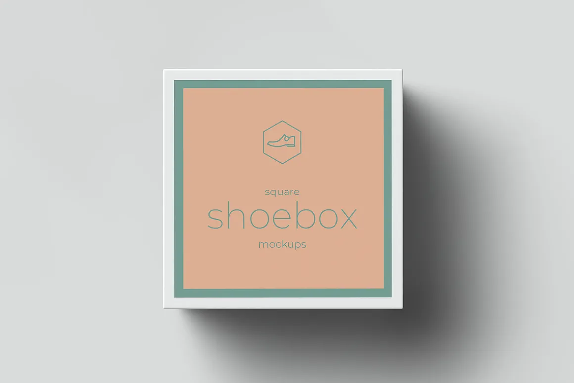 Square Shoe Box Mockup - 8 views