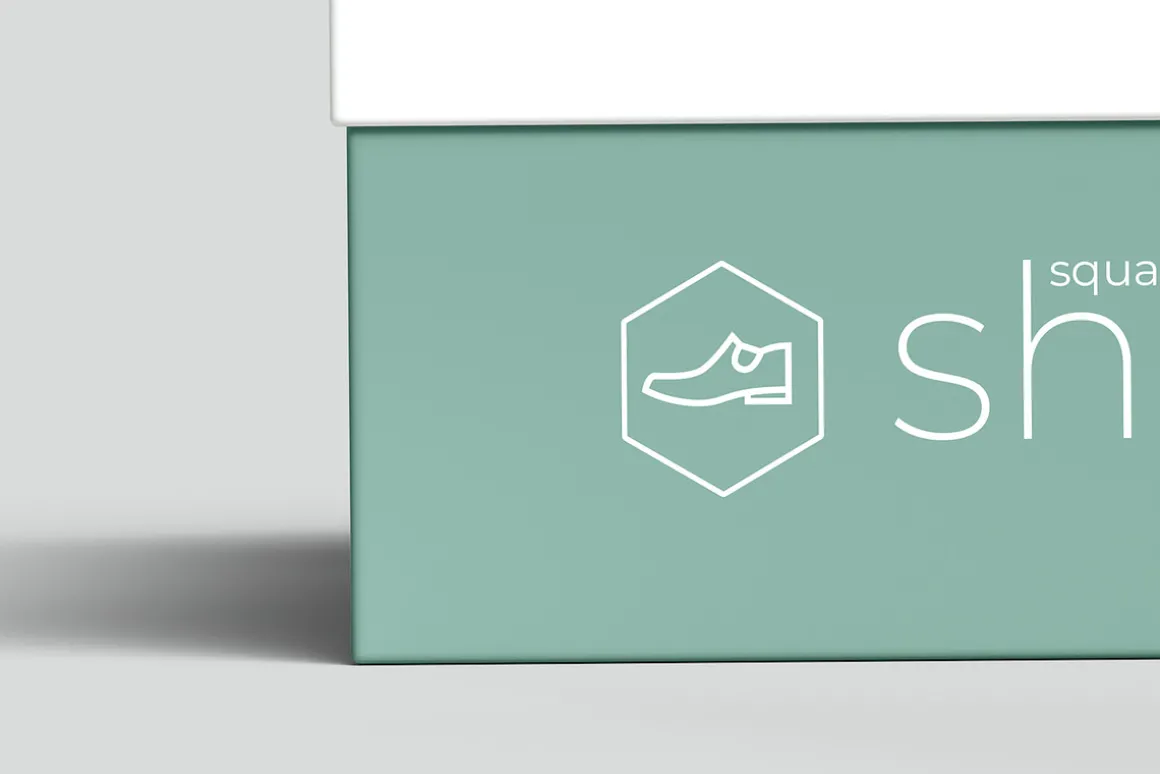 Square Shoe Box Mockup - 8 views
