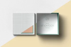 Square Shoe Box Mockup - 8 views
