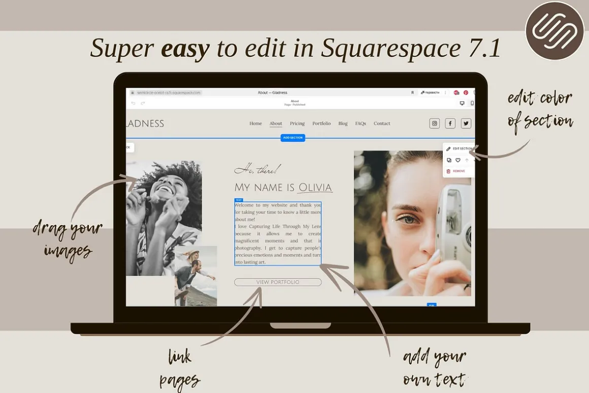 SquareSpace Website Template Photo