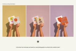 Square 1x1 postcards in hands mockup