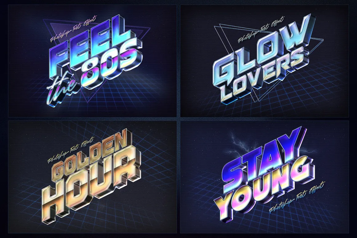 80s Retro Nostalgia Text Effects