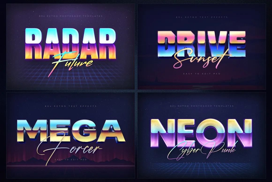 80s Retro Nostalgia Text Effects