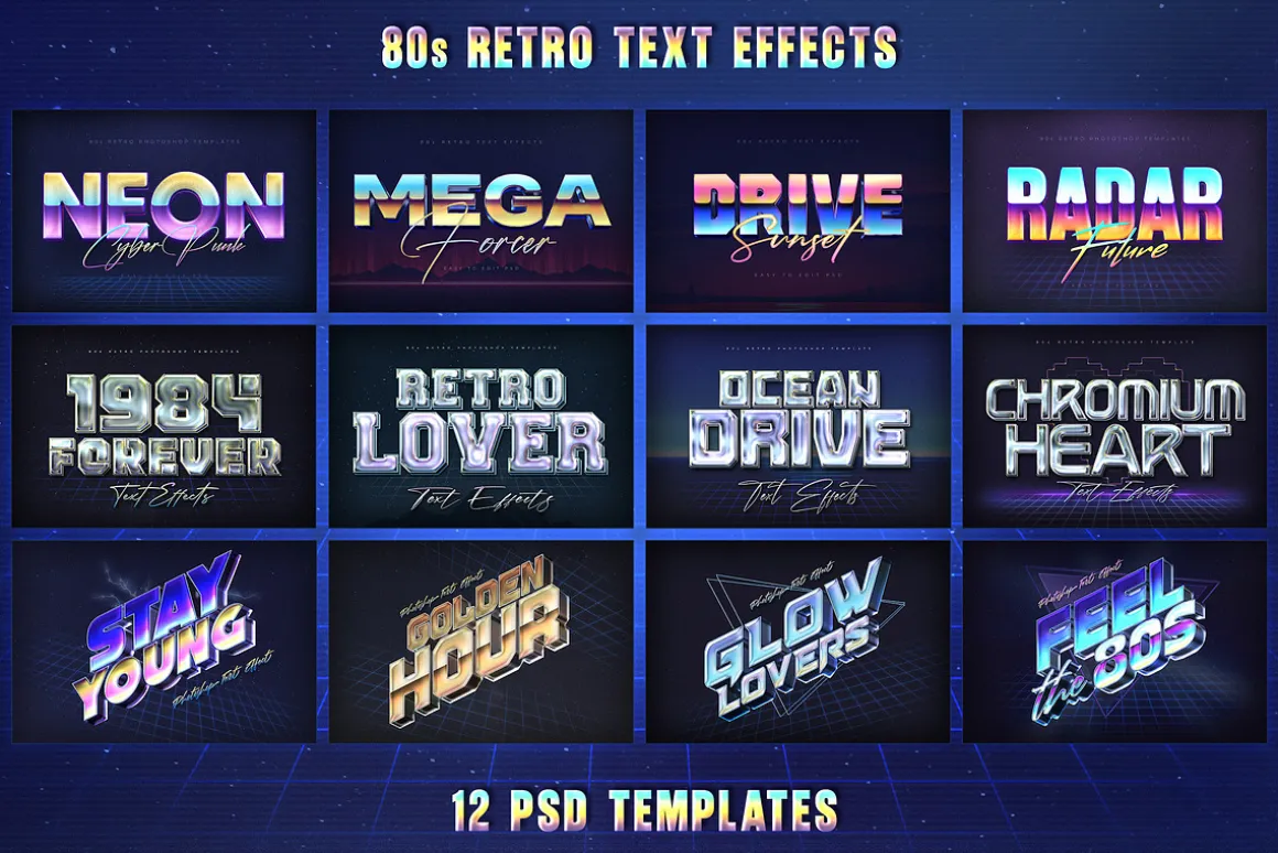 80s Retro Nostalgia Text Effects