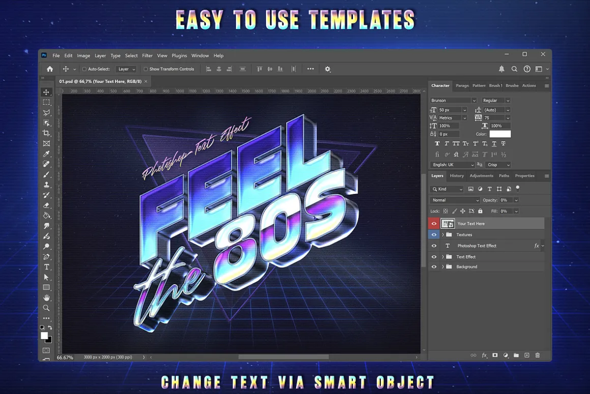 80s Retro Nostalgia Text Effects