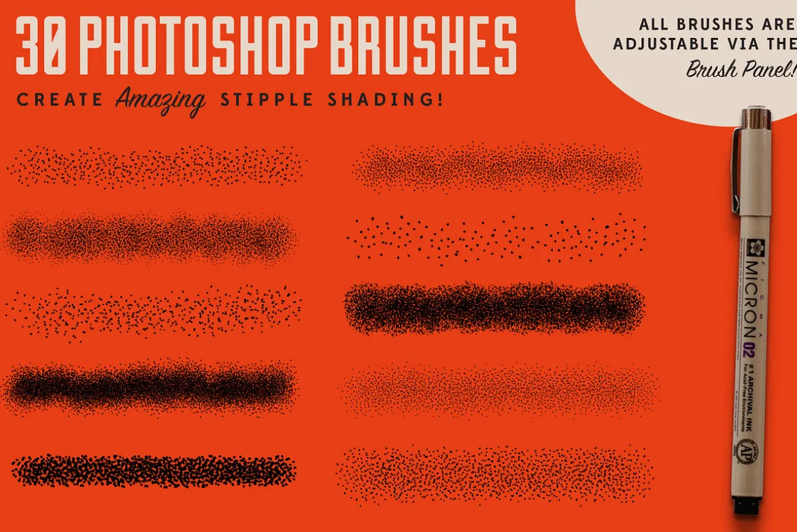 Stipple Shading Brushes for PS & AI