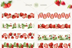 Strawberry watercolor illustrations