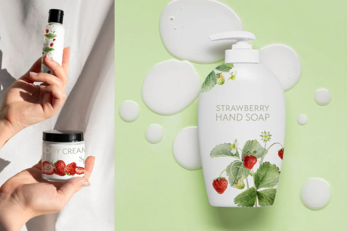 Strawberry watercolor illustrations