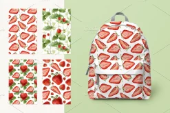 Strawberry watercolor illustrations