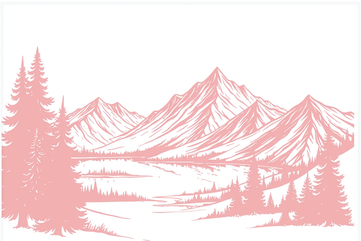 Stylish Mountain Landscape Art